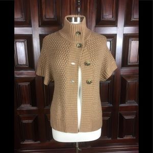 Banana Republic Camel Short-Sleeve Button-Front Knit Cardigan